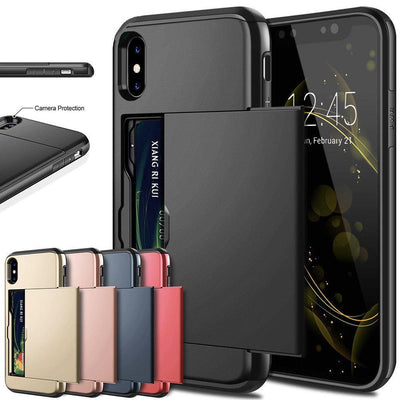 Business Phone Cases For iPhone X XS Max XR Case Slide Armor Wallet Card Slots Holder Cover for iPhone 7 8 Plus 6 6s 5 5S SE